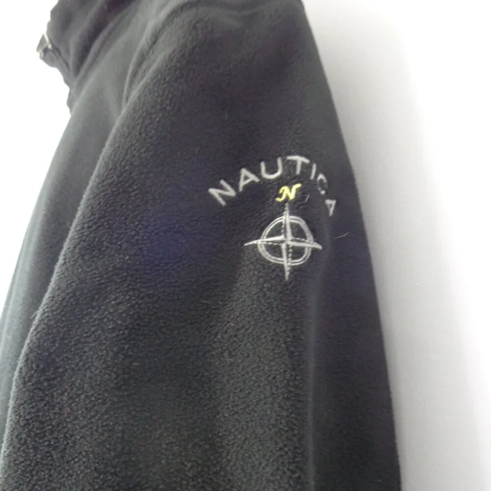 Nautica Men’s Full Zip Reversible Mock neck Jacket Fleece Cotton Black‎ Size XL